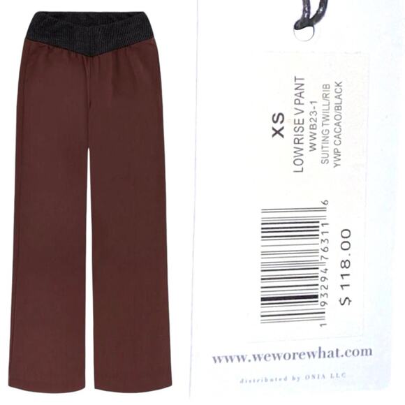 We Wore What NWT Low Rise Suiting Twill V Pant Ribbed Cacao Black size XS 118.00 - Picture 3 of 6